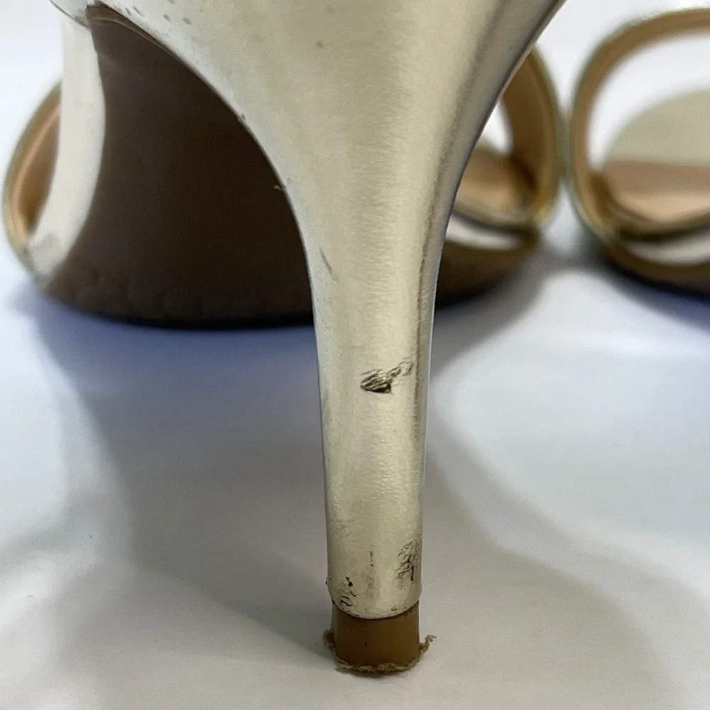 Nordstrom BP. 'Luminate'‎ Open Toe Ankle Strap Heel Size 5.5 Champagne Gold